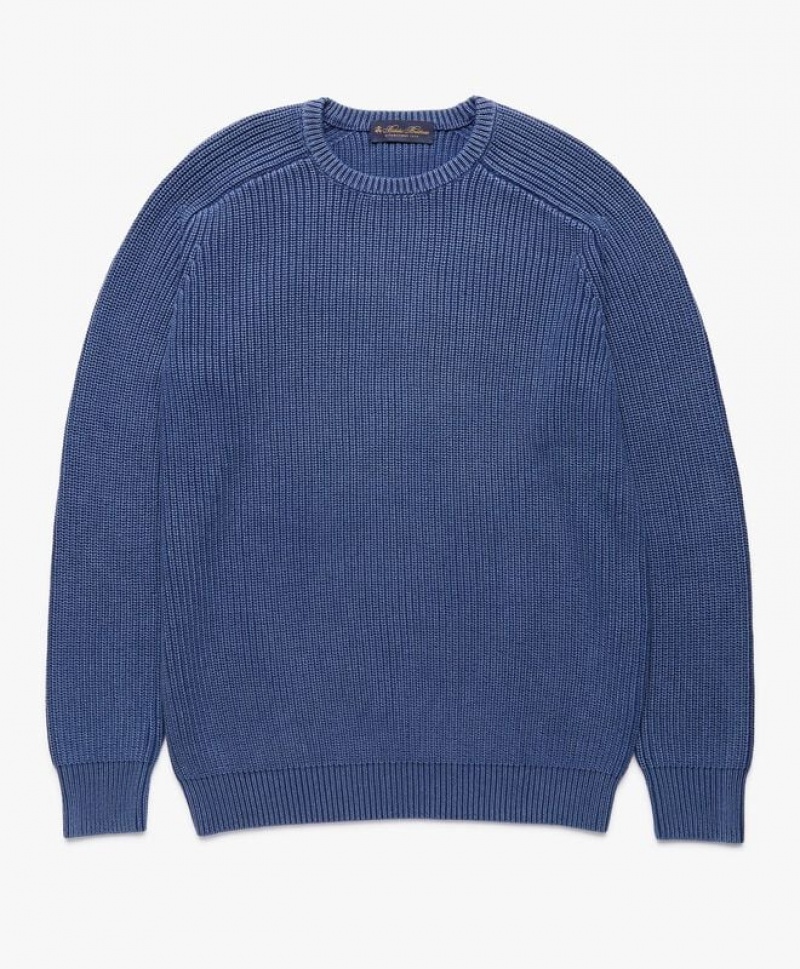 Blue Brooks Brothers Ribbed Cotton Men Sweaters | XNL-461790