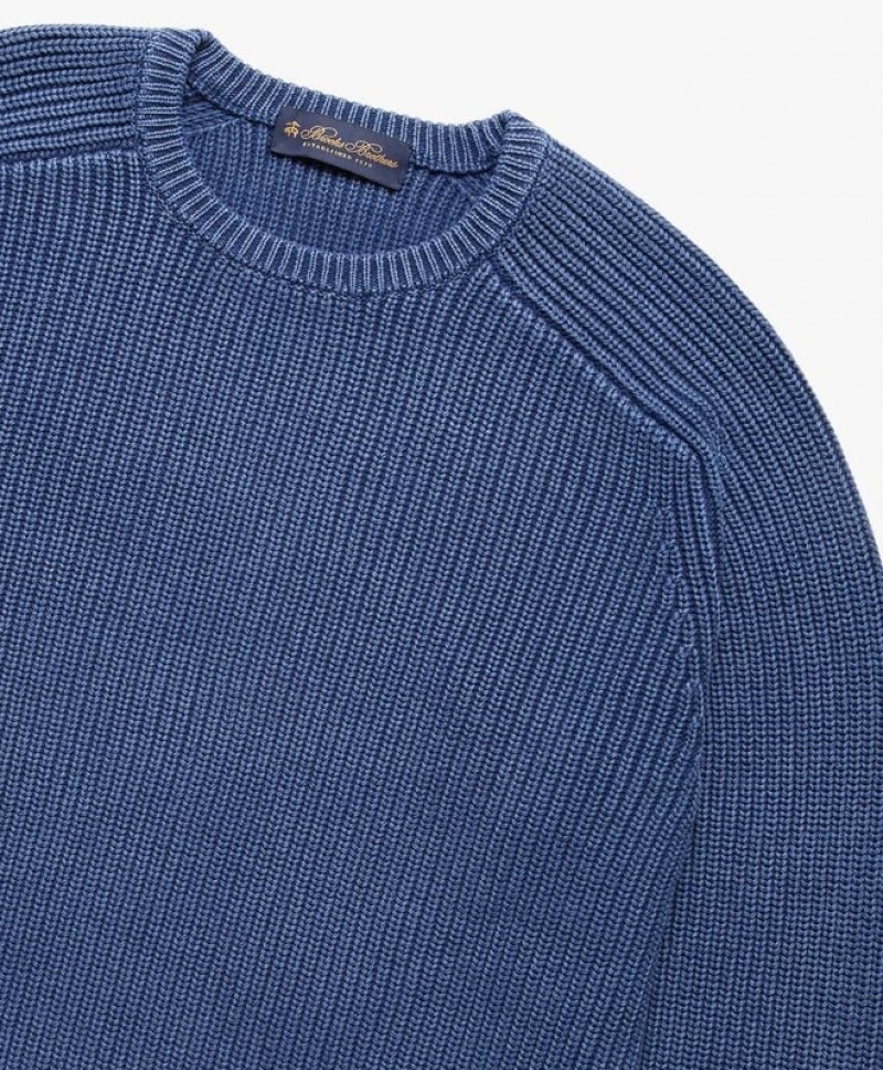 Blue Brooks Brothers Ribbed Cotton Men Sweaters | XNL-461790