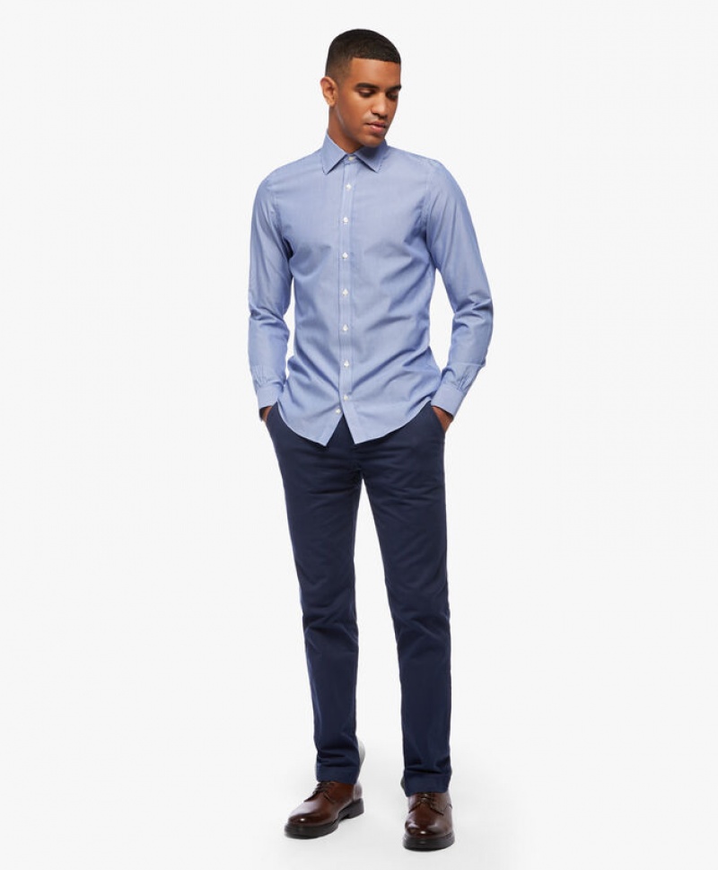 Blue Brooks Brothers Slim Fit Blue Non-Iron Ainsley Collar Men Shirts | GYL-829630