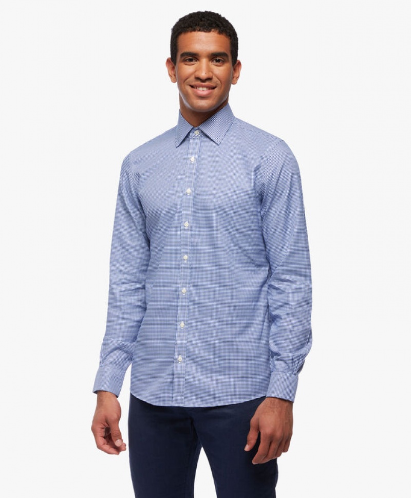 Blue Brooks Brothers Slim Fit Blue Non-Iron Ainsley Collar Men Shirts | KJU-376245