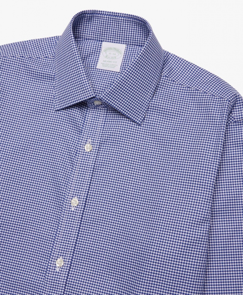 Blue Brooks Brothers Slim Fit Blue Non-Iron Ainsley Collar Men Shirts | KJU-376245