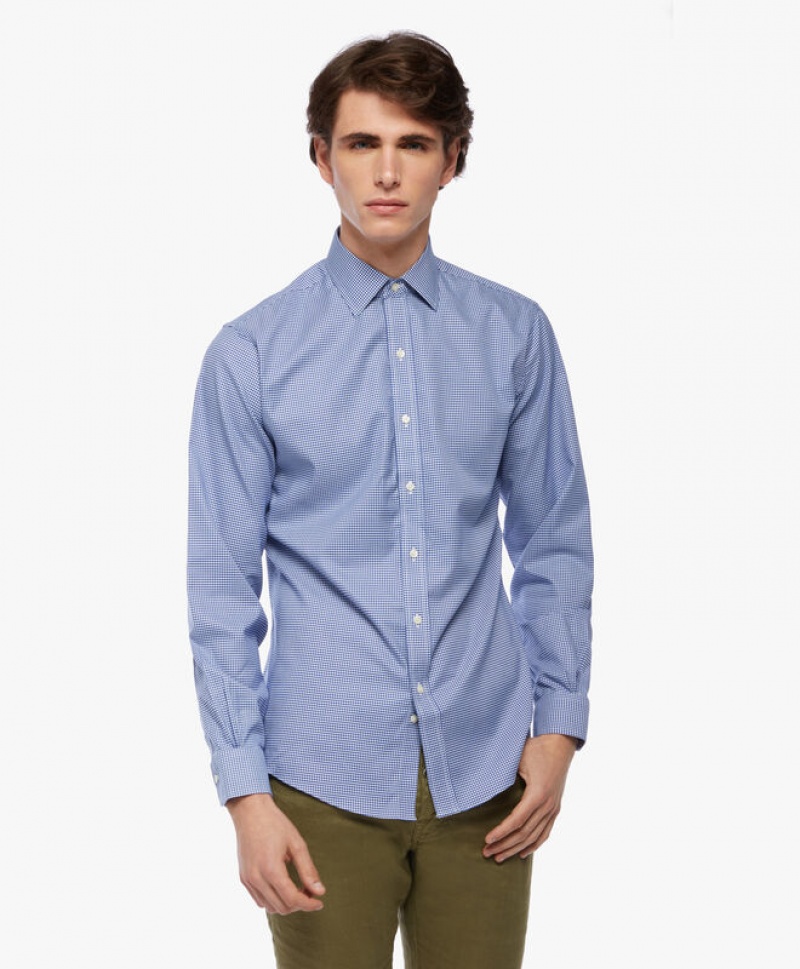 Blue Brooks Brothers Slim Fit Blue Non-Iron Ainsley Collar Men Shirts | XUN-074932