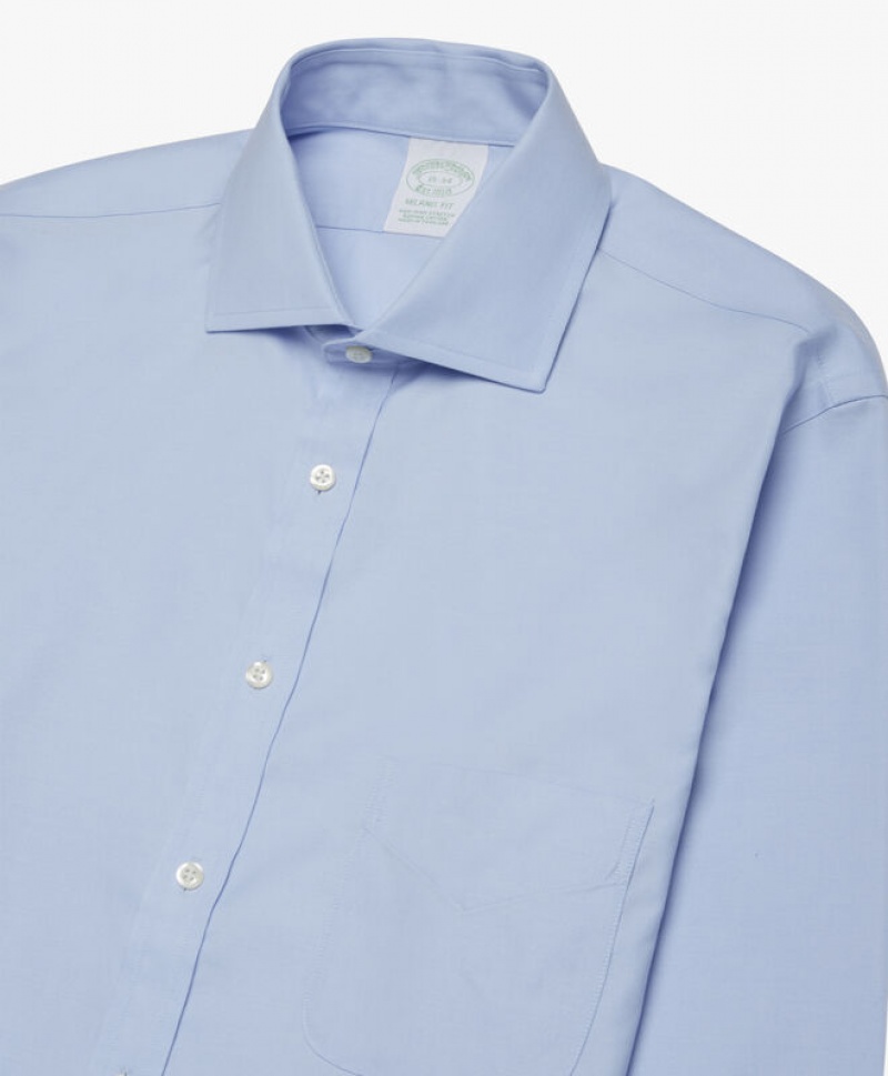 Blue Brooks Brothers Slim Fit Pastel Blue Non-Iron English Spread Collar Men Shirts | TSZ-635287