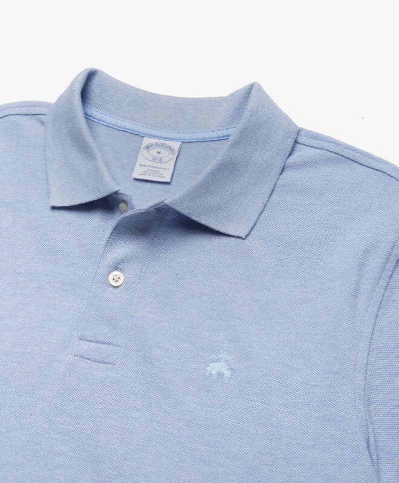 Blue Brooks Brothers Slim-fit Sleeves Pique Men Polo | HTX-809741