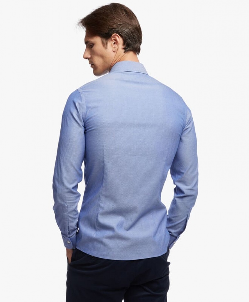 Blue Brooks Brothers Soho Extra-slim Fit Non-iron, Dobby, Ainsley Collar Men Shirts | ULO-642037