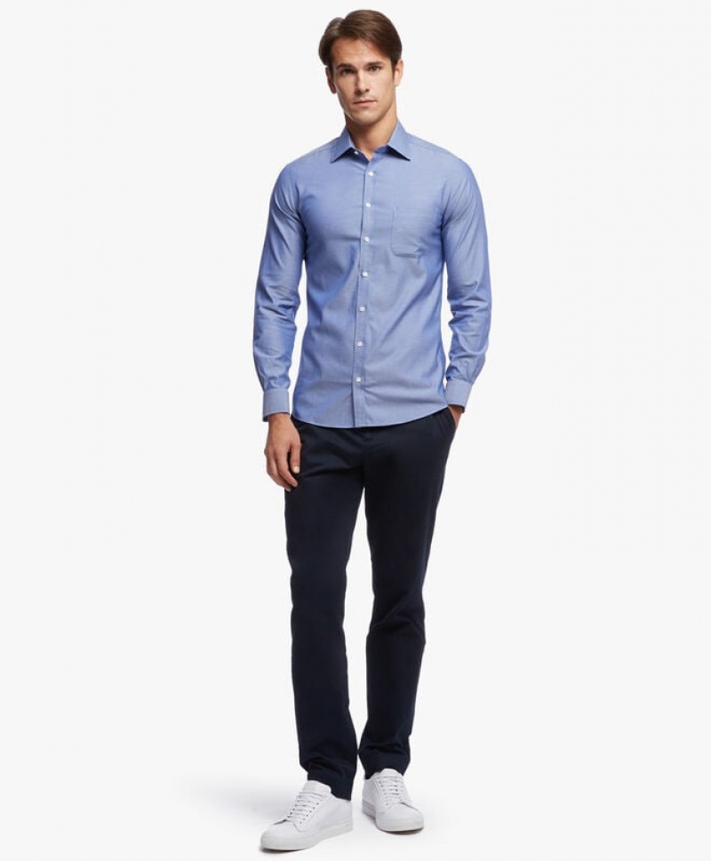 Blue Brooks Brothers Soho Extra-slim Fit Non-iron, Dobby, Ainsley Collar Men Shirts | ULO-642037