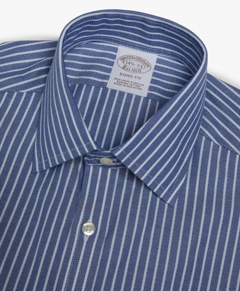 Blue Brooks Brothers Soho Extra-slim Fit Non-iron, Dobby, Ainsley Collar Men Shirts | FVD-703514