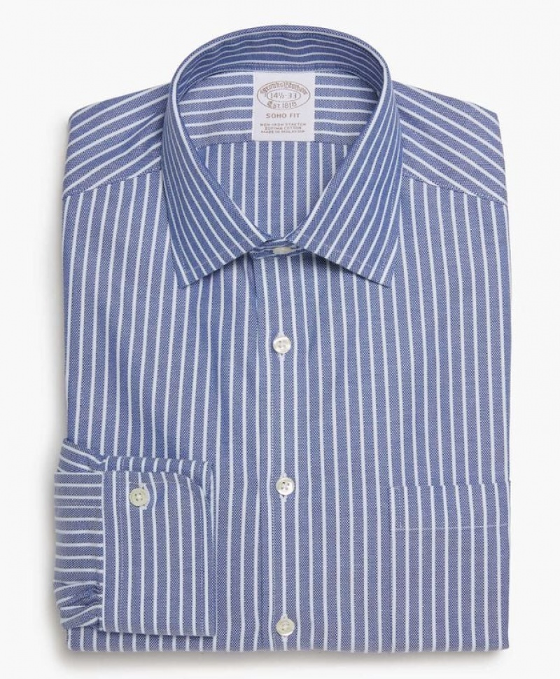 Blue Brooks Brothers Soho Extra-slim Fit Non-iron, Dobby, Ainsley Collar Men Shirts | FVD-703514