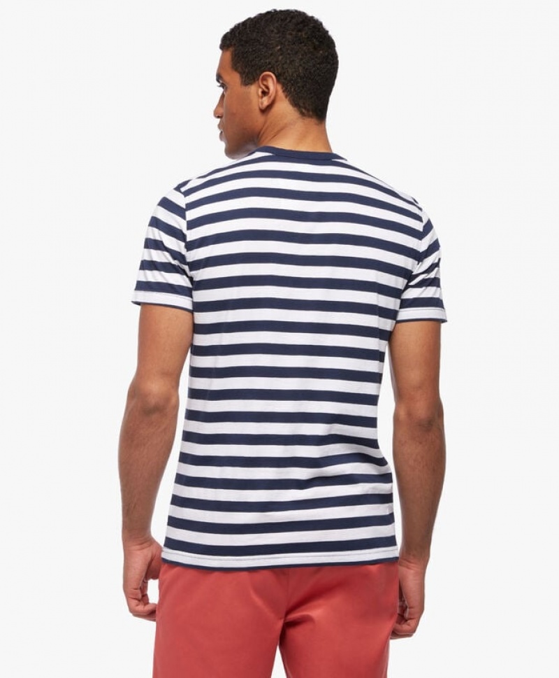 Blue Brooks Brothers Striped Supima Cotton Men T-shirts | WOK-902184