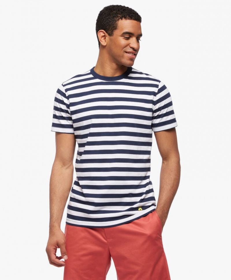 Blue Brooks Brothers Striped Supima Cotton Men T-shirts | WOK-902184