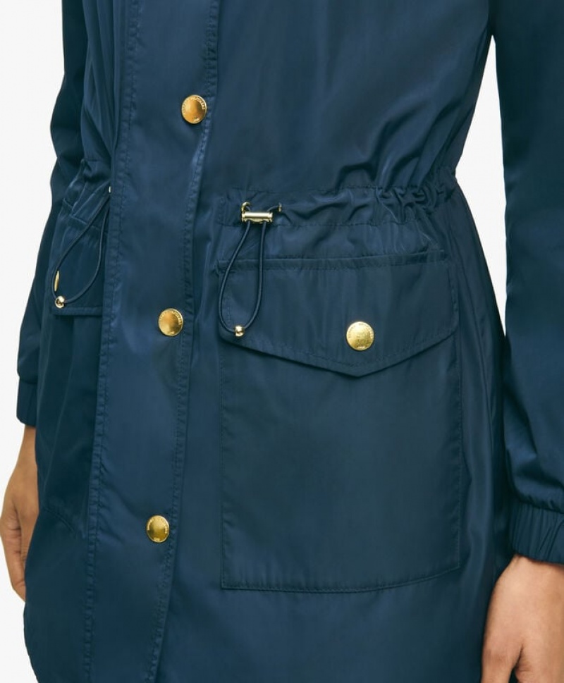 Blue Brooks Brothers Water Resistant Hooded Anorak Women Coats | XDK-296173