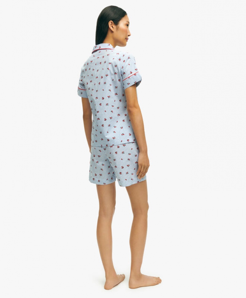 Blue / Red Brooks Brothers Cotton Poplin Floral Women Nightwear | ZWU-312450