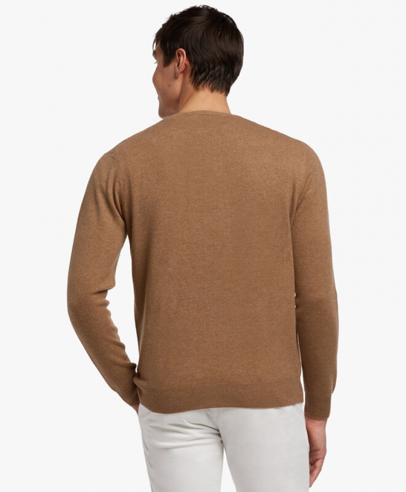 Brown Brooks Brothers Cashmere V-Neck Men Sweaters | TYG-594378