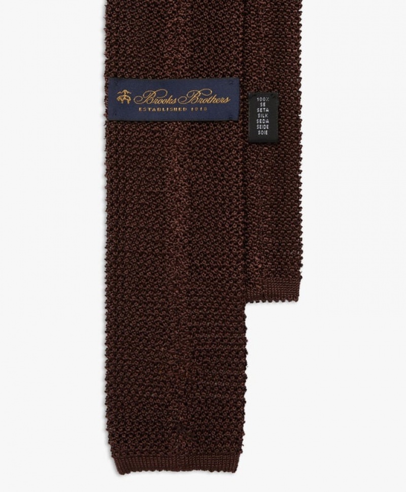 Brown Brooks Brothers Knitted with Logo Men Ties | ZHN-127439