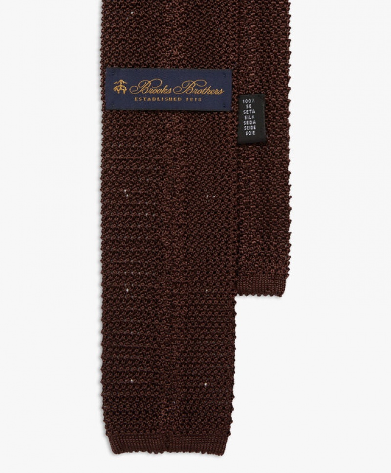 Brown Brooks Brothers Knitted with Polka Dots Men Ties | SLU-629850