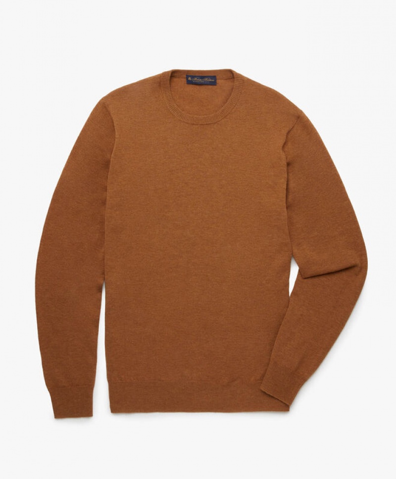 Brown Brooks Brothers Lambswool Crew-Neck Men Sweaters | IZP-345187