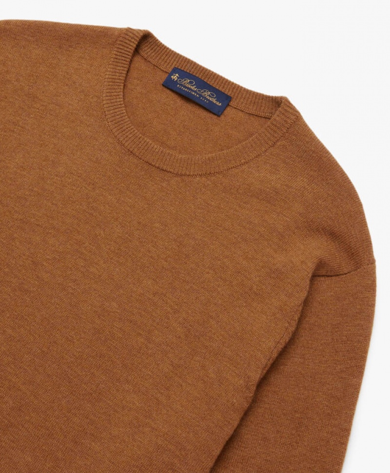 Brown Brooks Brothers Lambswool Crew-Neck Men Sweaters | IZP-345187