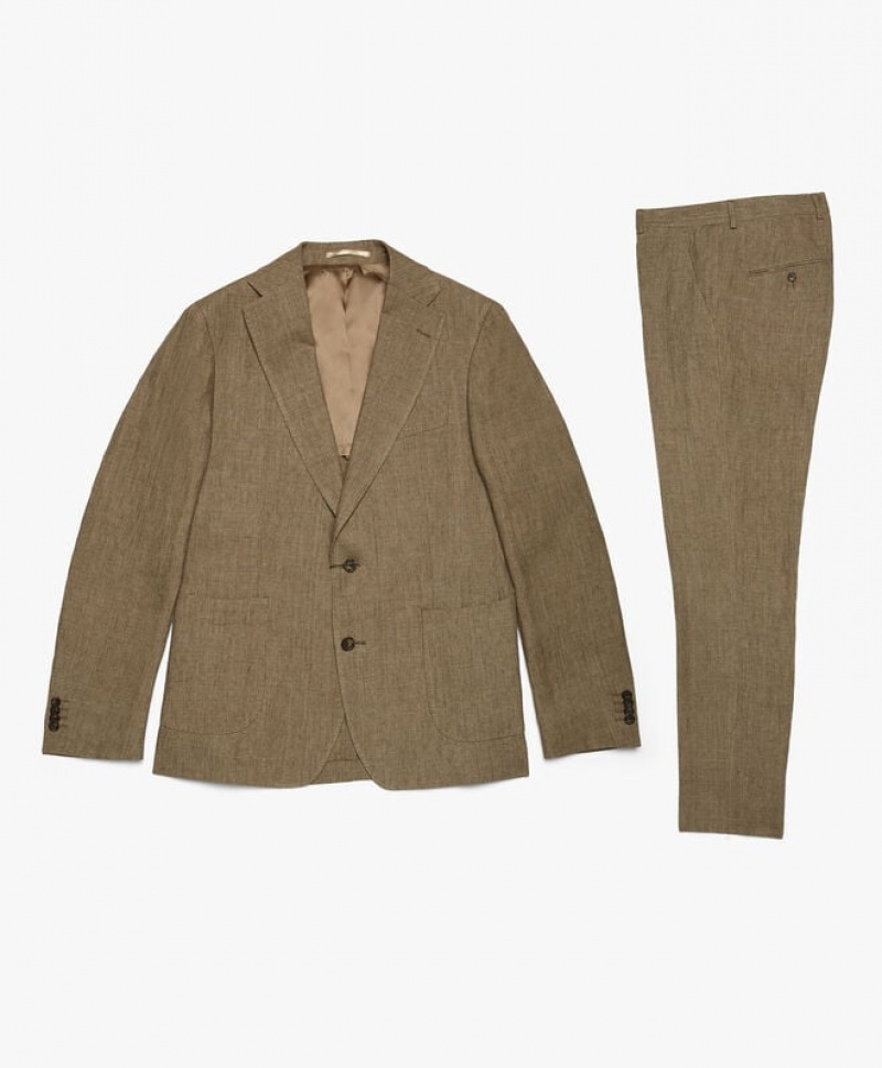 Brown Brooks Brothers Linen Men Suits | NCL-837250