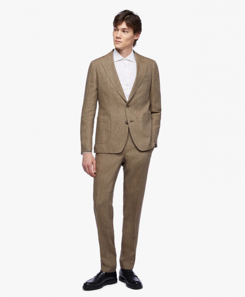 Brown Brooks Brothers Linen Men Suits | NCL-837250