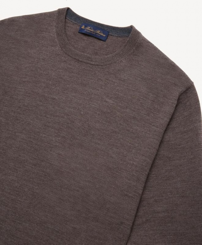 Brown Brooks Brothers Merino Wool Crew-Neck Men Sweaters | JUA-136792