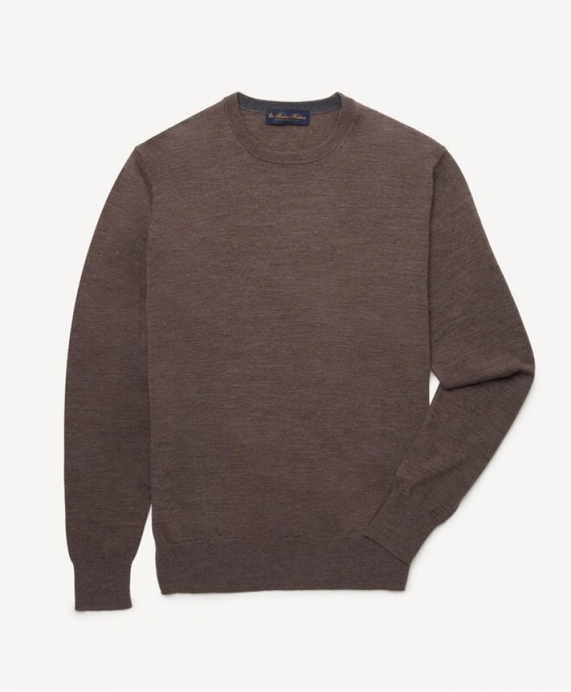 Brown Brooks Brothers Merino Wool Crew-Neck Men Sweaters | JUA-136792