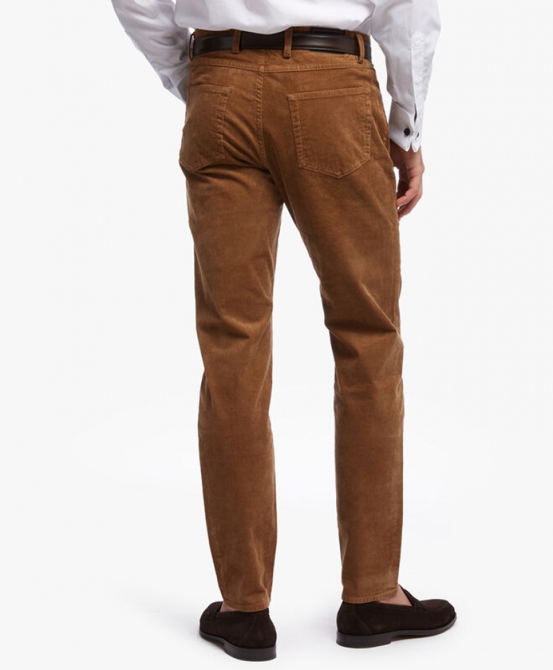 Brown Brooks Brothers Milano Slim-Fit, Corduroy Men Casual Pants | HRT-956720