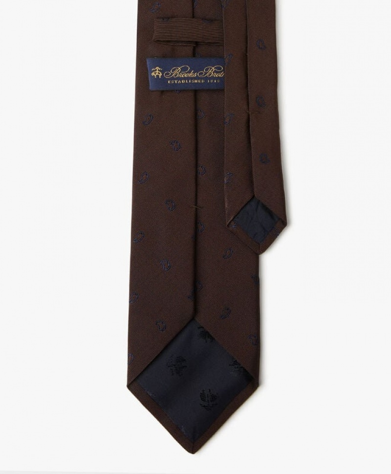 Brown Brooks Brothers Silk Paisley Men Ties | GMQ-978263