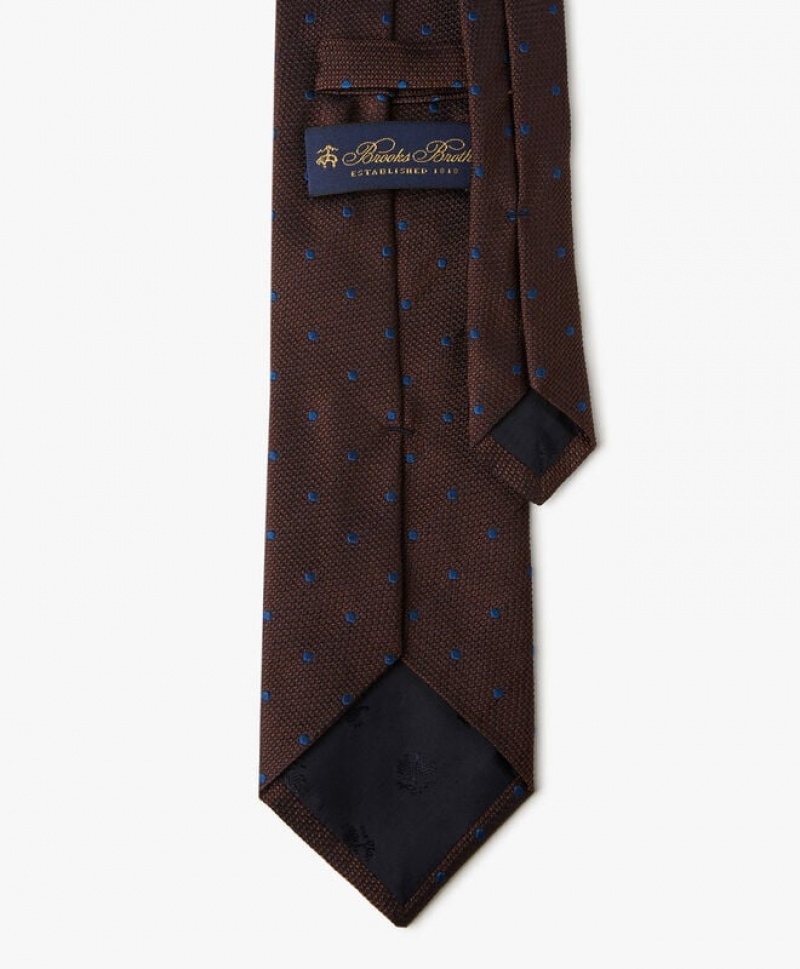 Brown Brooks Brothers Silk Polka Dot Men Ties | NYJ-574082