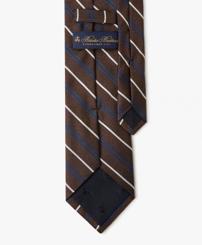 Brown Brooks Brothers Silk Regimental Men Ties | LYJ-864971