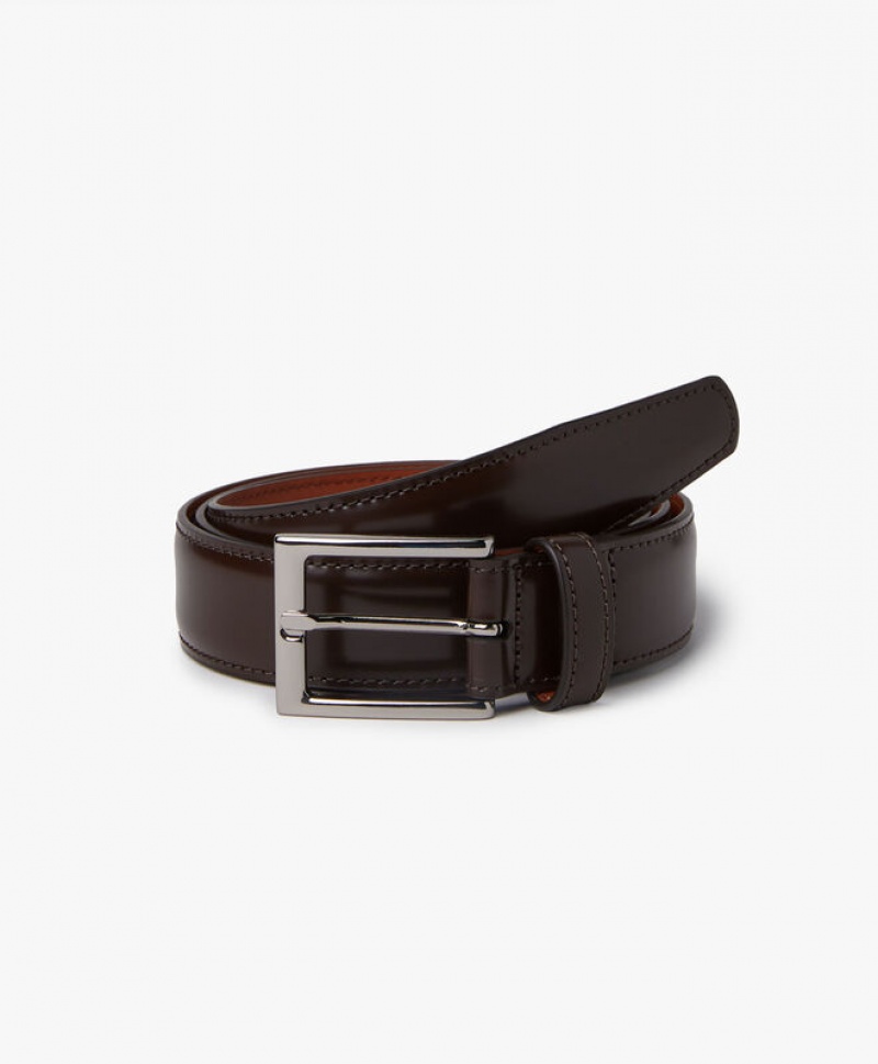 Brown Brooks Brothers Silver Buckle Leather Men Belts | DMA-924061