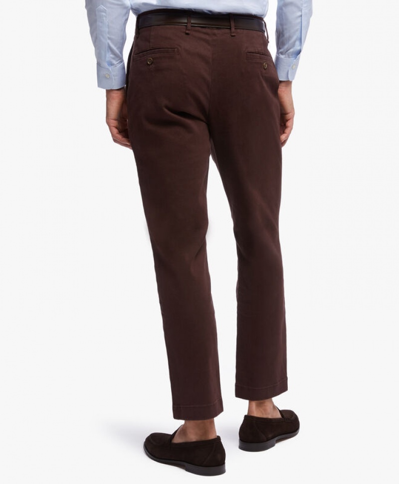 Brown Brooks Brothers Soho Extra-slim Fit Cotton Brushed Chino Men Casual Pants | XQD-481579