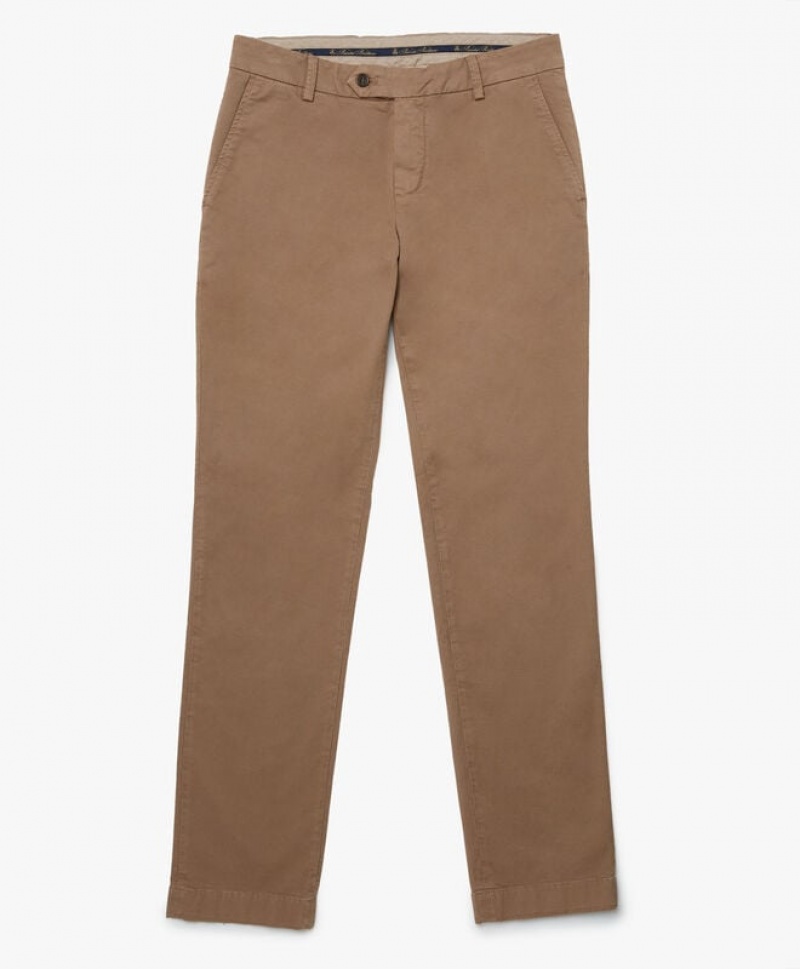 Brown Brooks Brothers Stretch Cotton Chinos Men Casual Pants | NXR-896051