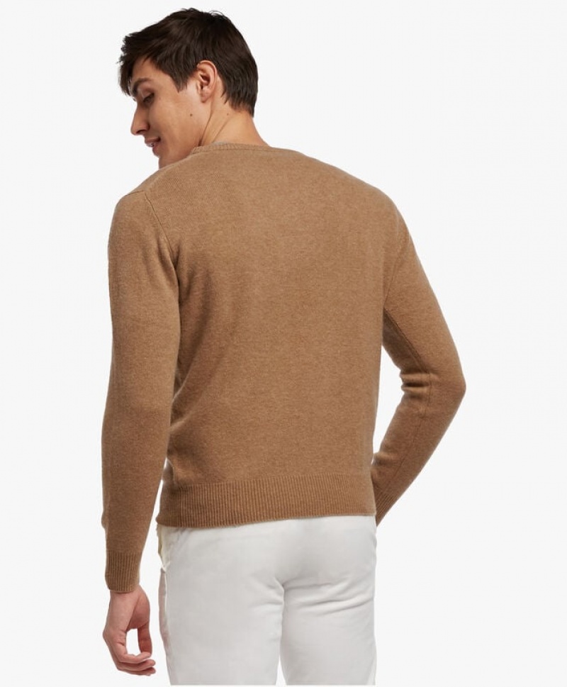 Brown Brooks Brothers Wool and Cashmere Crew-Neck Men Sweaters | TBV-401593