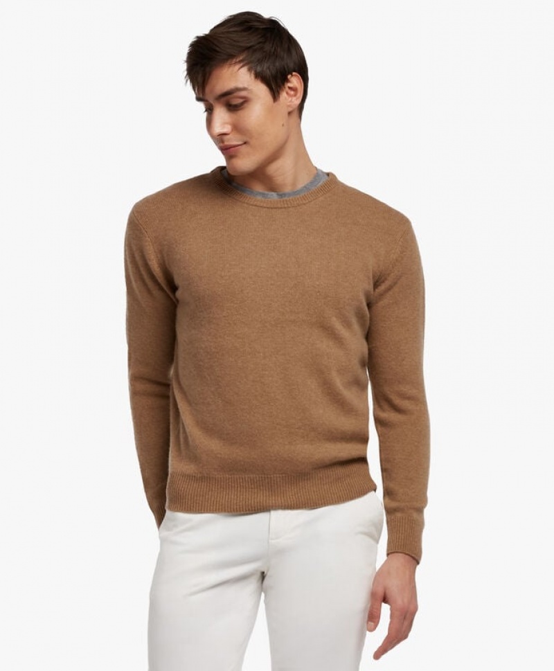 Brown Brooks Brothers Wool and Cashmere Crew-Neck Men Sweaters | TBV-401593