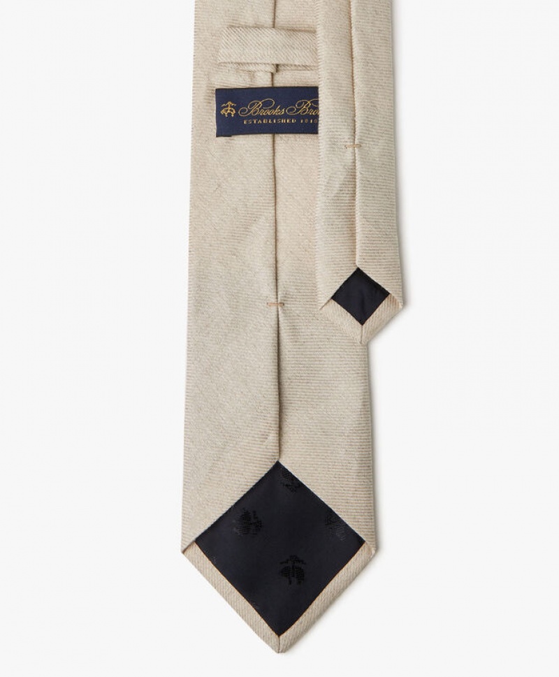 Brown / Beige Brooks Brothers Linen Solid Men Ties | BEQ-610982