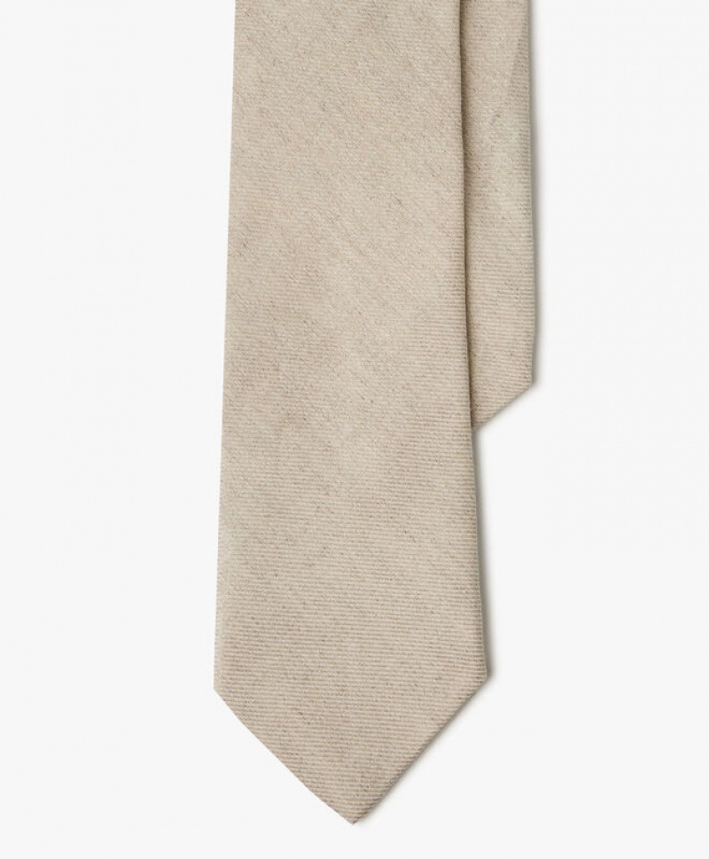 Brown / Beige Brooks Brothers Linen Solid Men Ties | BEQ-610982