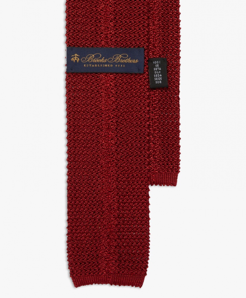 Burgundy Brooks Brothers Knitted with Logo Men Ties | YMV-601524