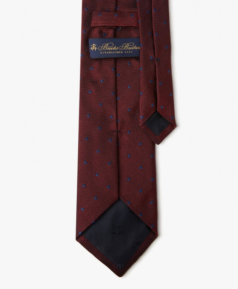 Burgundy Brooks Brothers Silk Polka Dot Men Ties | DMJ-470869