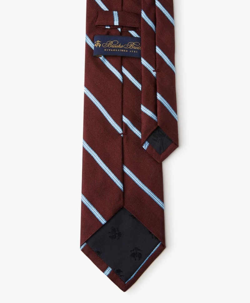 Burgundy Brooks Brothers Silk Regimental Men Ties | OYH-528310