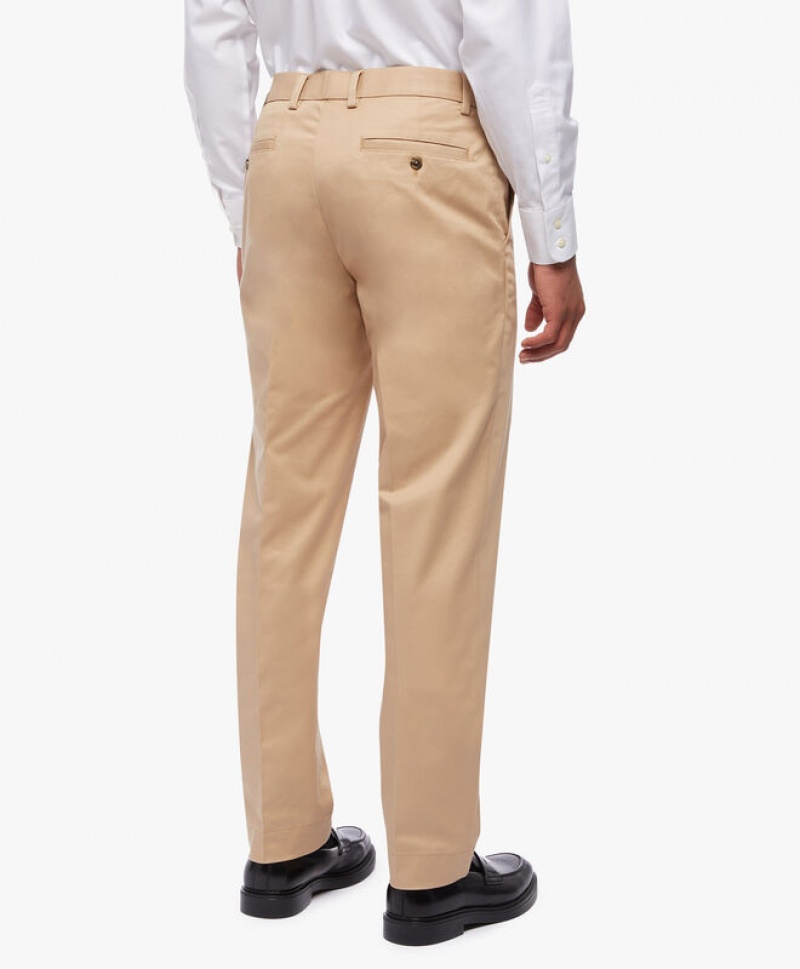 Dark Beige Brooks Brothers Milano Stretch Chino Men Casual Pants | FAS-109732