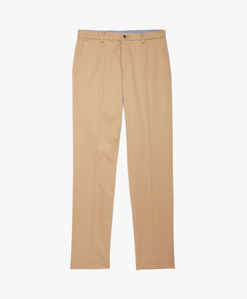 Dark Beige Brooks Brothers Milano Stretch Chino Men Casual Pants | FAS-109732