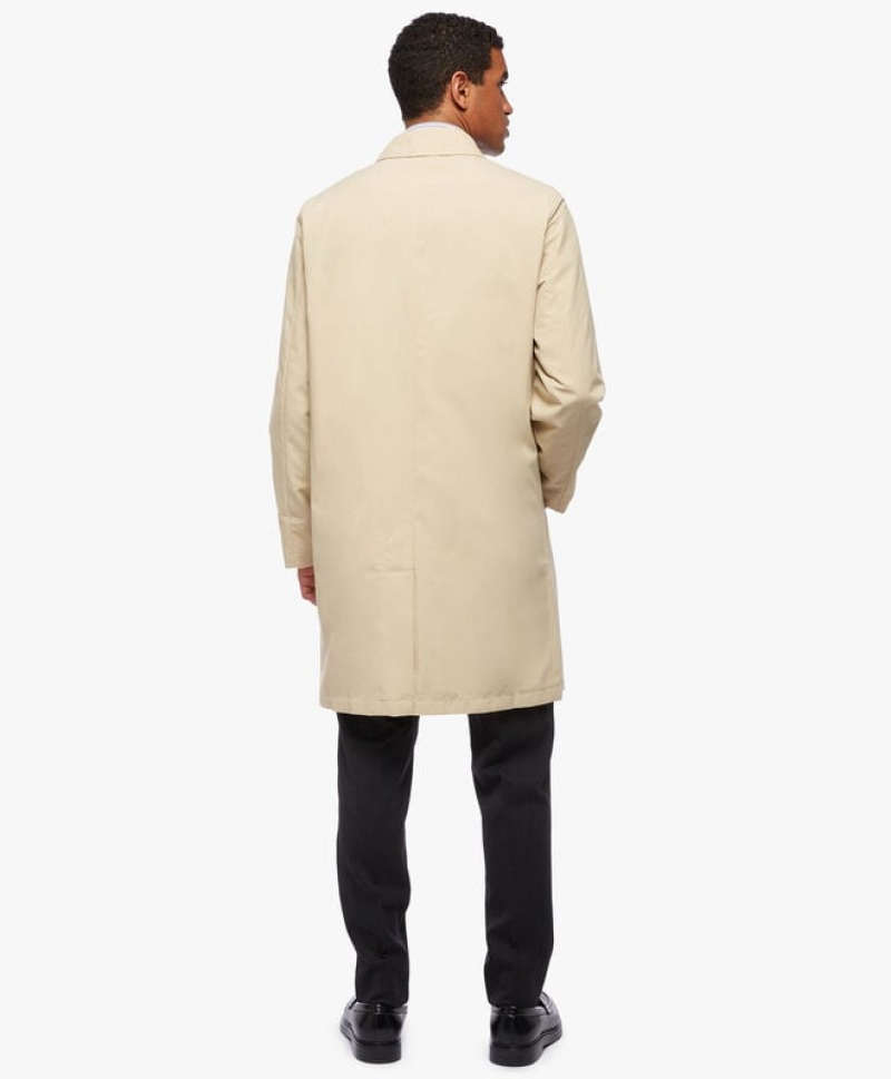 Dark Beige Brooks Brothers Ripstop Water Resistent Trench Men Coats | ZUP-391786