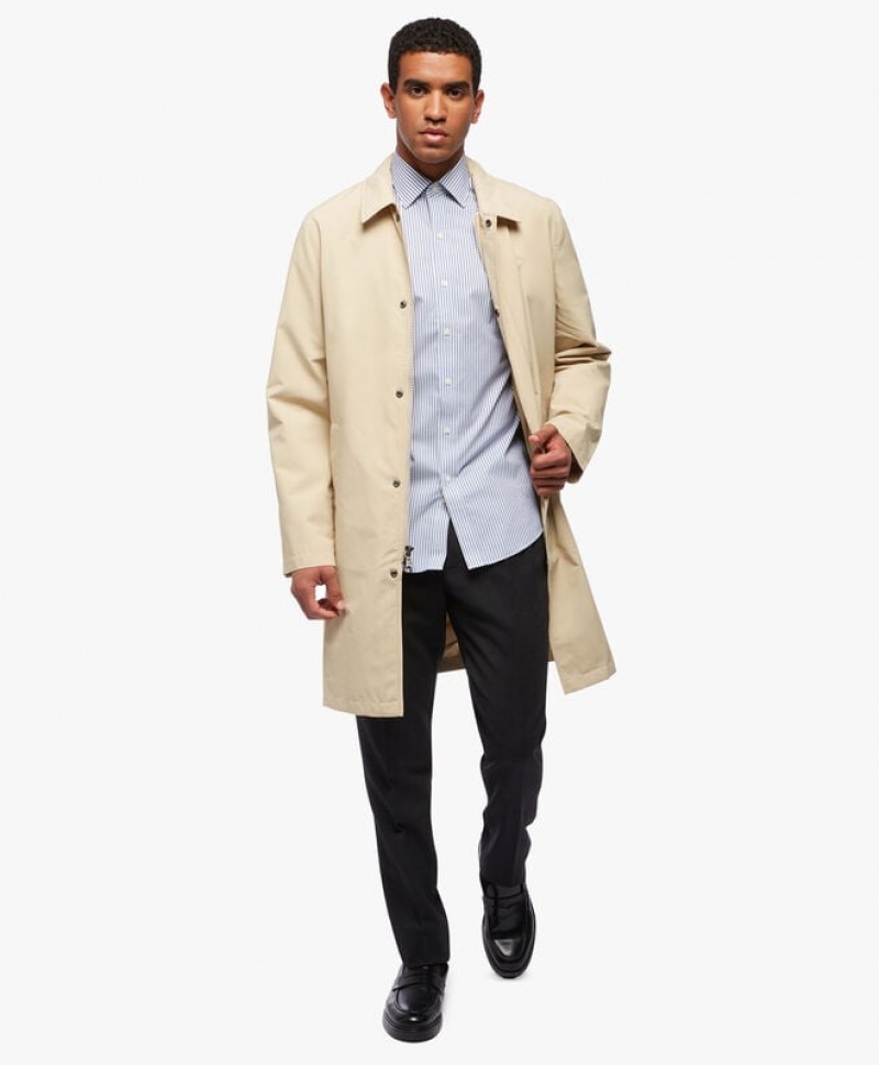 Dark Beige Brooks Brothers Ripstop Water Resistent Trench Men Coats | ZUP-391786