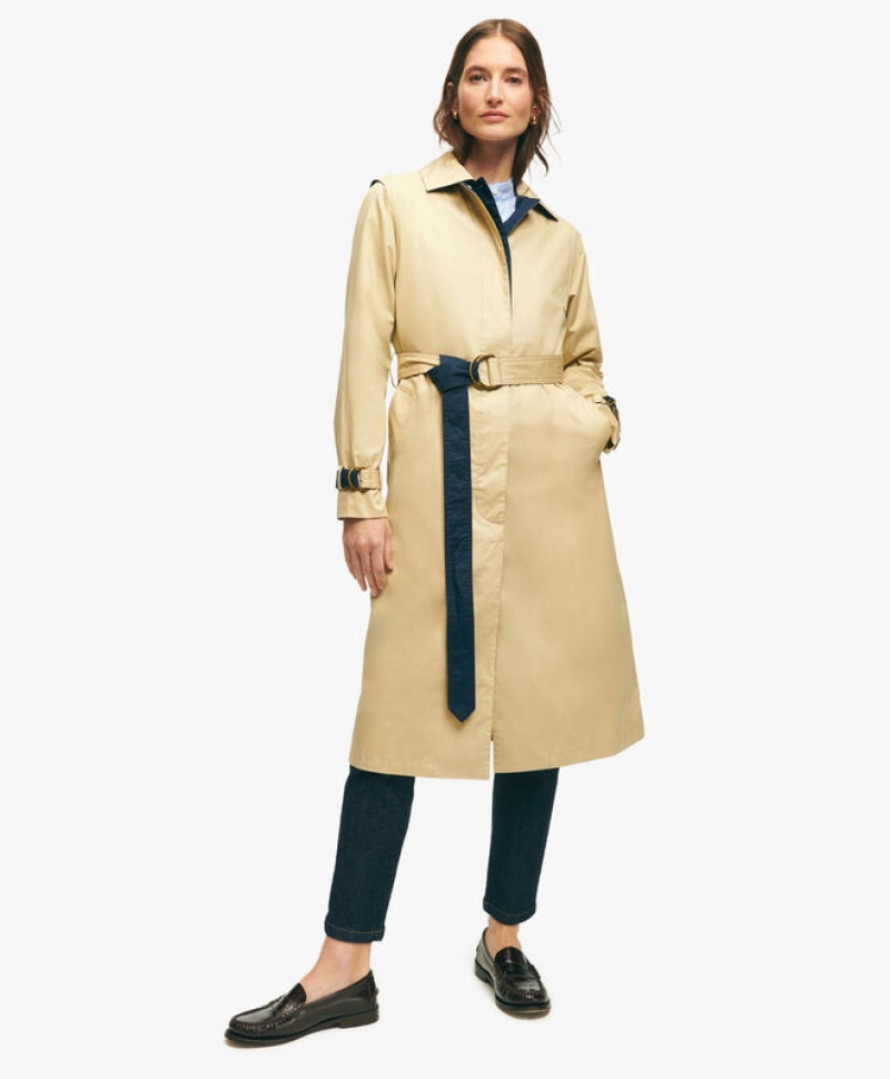 Dark Beige Brooks Brothers Water-Repellent Cotton Trench Women Coats | DLX-129640