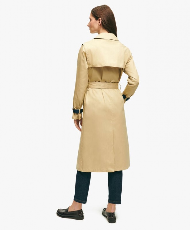 Dark Beige Brooks Brothers Water-Repellent Cotton Trench Women Coats | DLX-129640