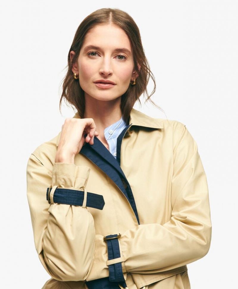 Dark Beige Brooks Brothers Water-Repellent Cotton Trench Women Coats | DLX-129640