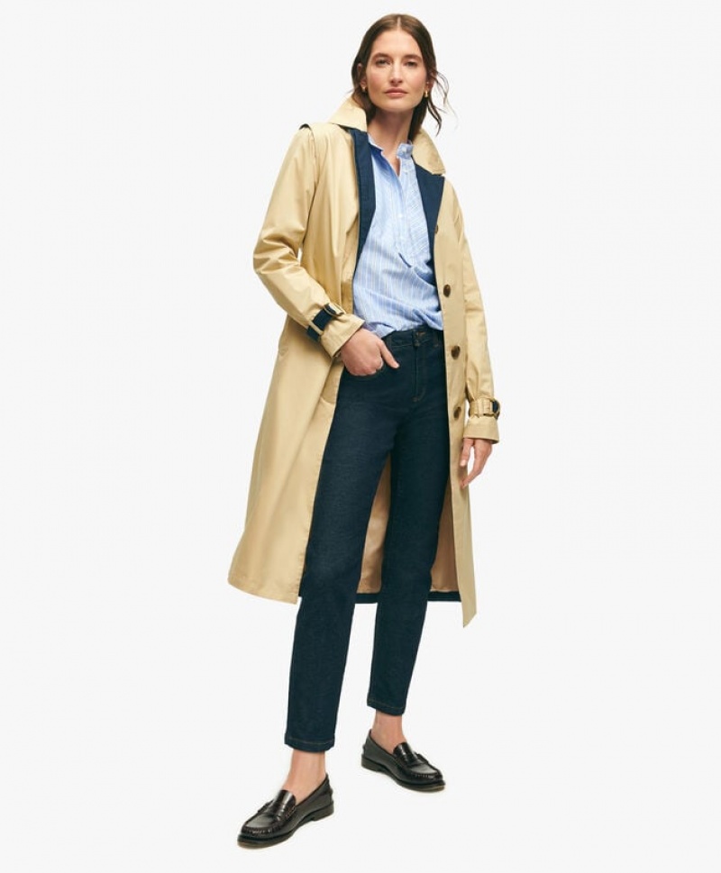 Dark Beige Brooks Brothers Water-Repellent Cotton Trench Women Coats | DLX-129640