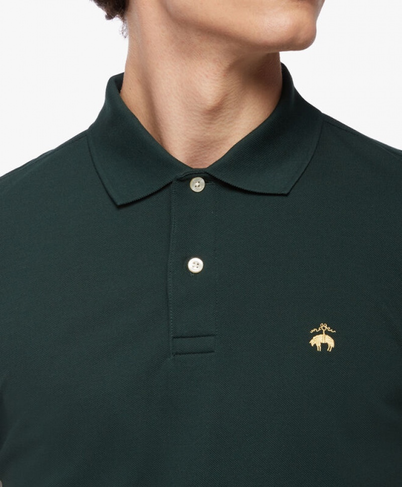 Dark Green Brooks Brothers Golden Fleece Slim Fit Stretch Supima Men Polo | WLA-098635