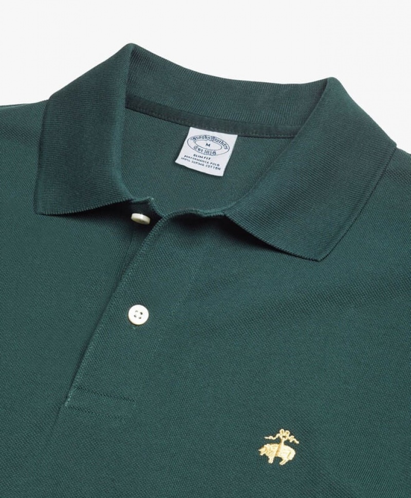 Dark Green Brooks Brothers Golden Fleece Slim Fit Stretch Supima Men Polo | WLA-098635