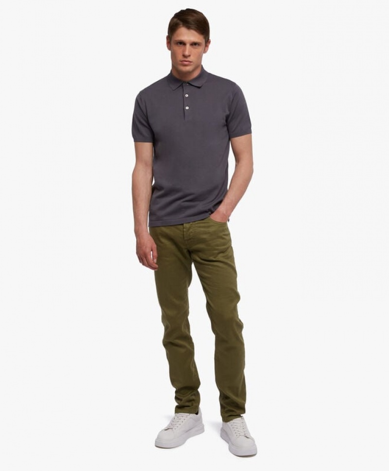 Dark Grey Brooks Brothers Cotton Men Polo | OMG-169043